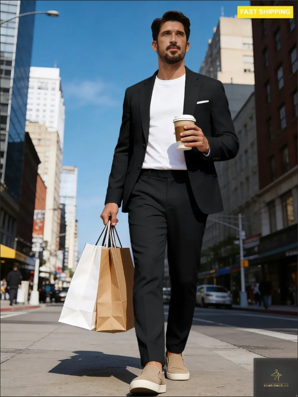 Men's Two Button Classic Fit Suit Set Business Dress Blazer & Pants